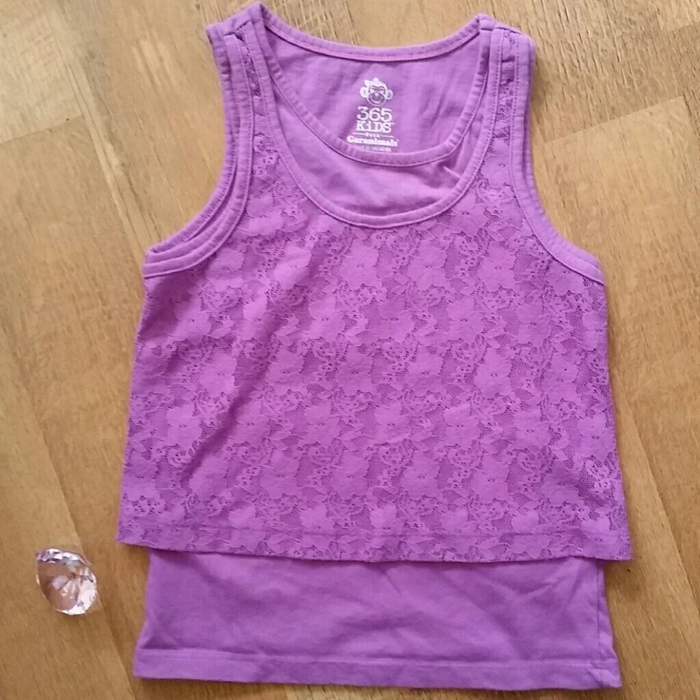Tractr Girls Denim Skirt and Garanimals Purple Lace Top Outfit‎ Size 7